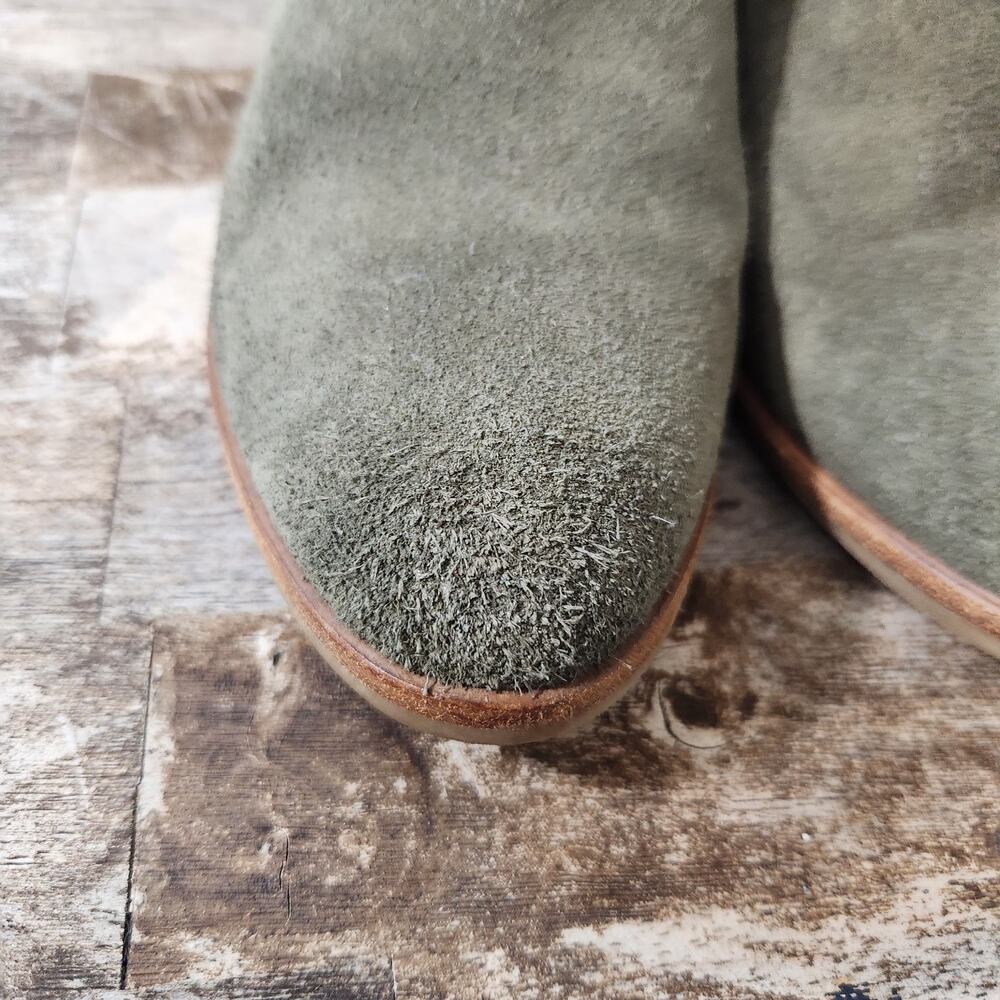 Steve Madden Womens 8.5 Leather Suede Ankle Boots Green Western Block Heel - Picture 3 of 10